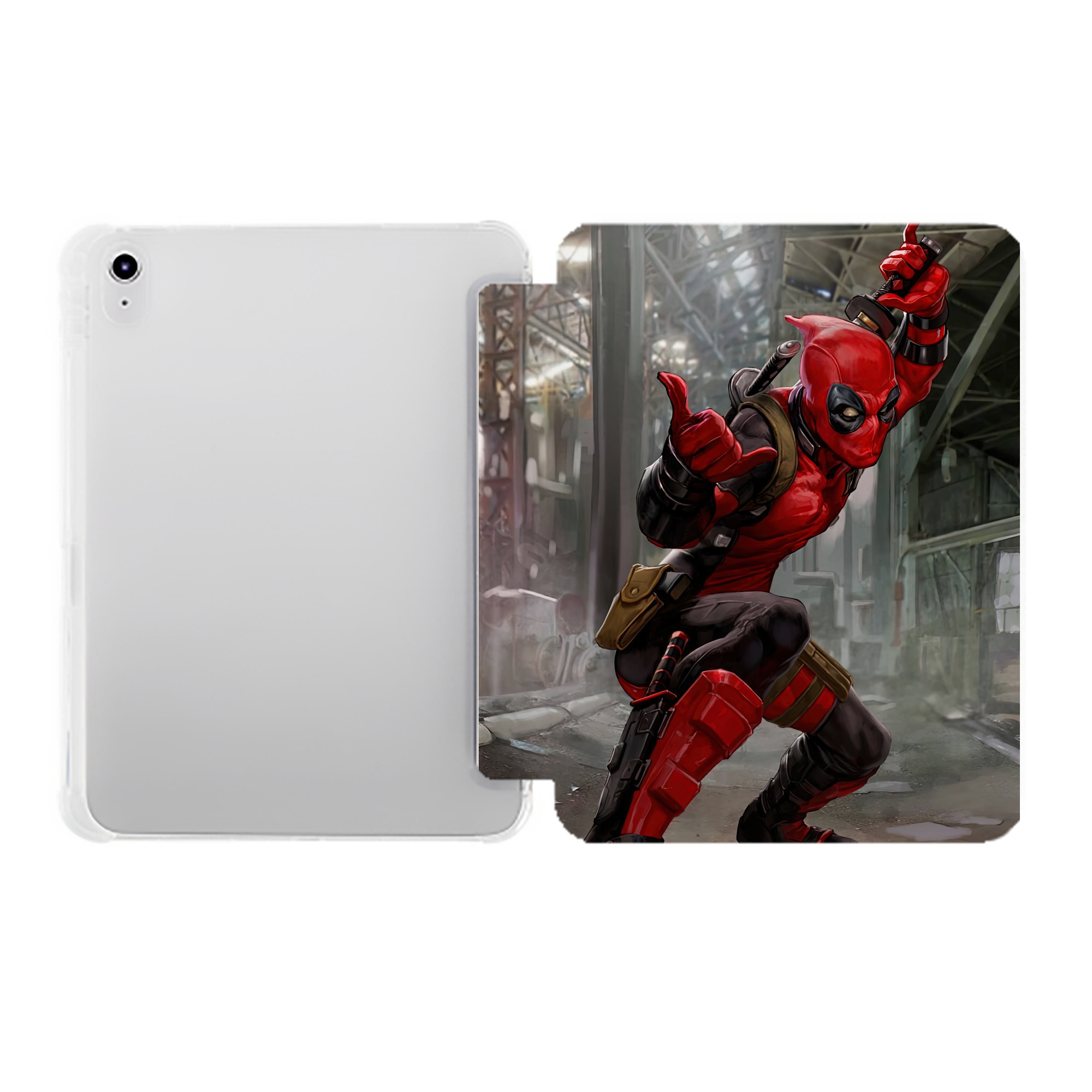 （画像用） Deadpool デッドプール IPad ケース ペン収納付き 三つ折りスタンド PUレザー×シリコン 対応機種9.5/10.5/10.9インチ